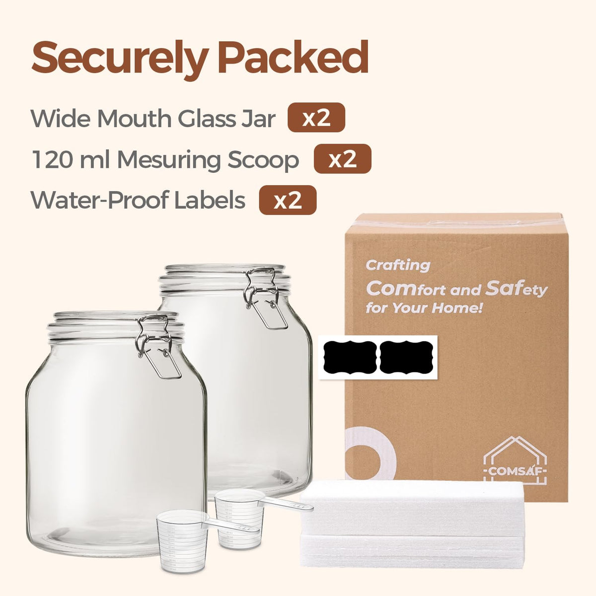 Glass Pantry Jars with Airtight Lids 0.7 Gallon 2 Pack Wide Mouth (2 Count)