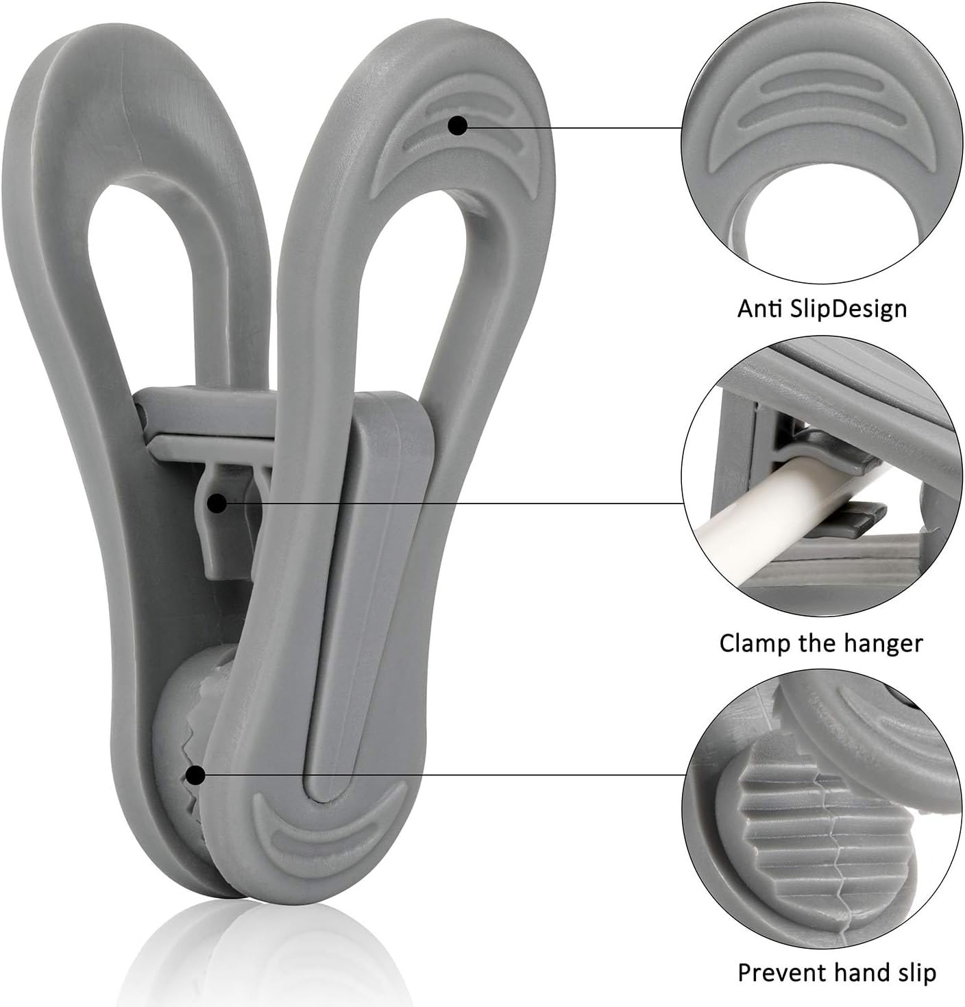 50pc Grey Plastic Hanger Clips (50 Count)