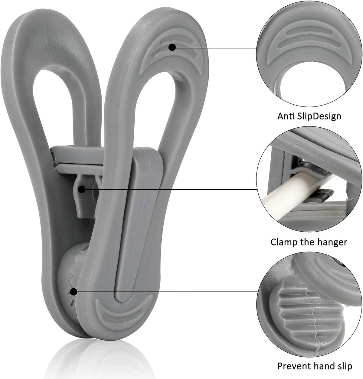 24pc Grey Plastic Hanger Clips (24 Count)