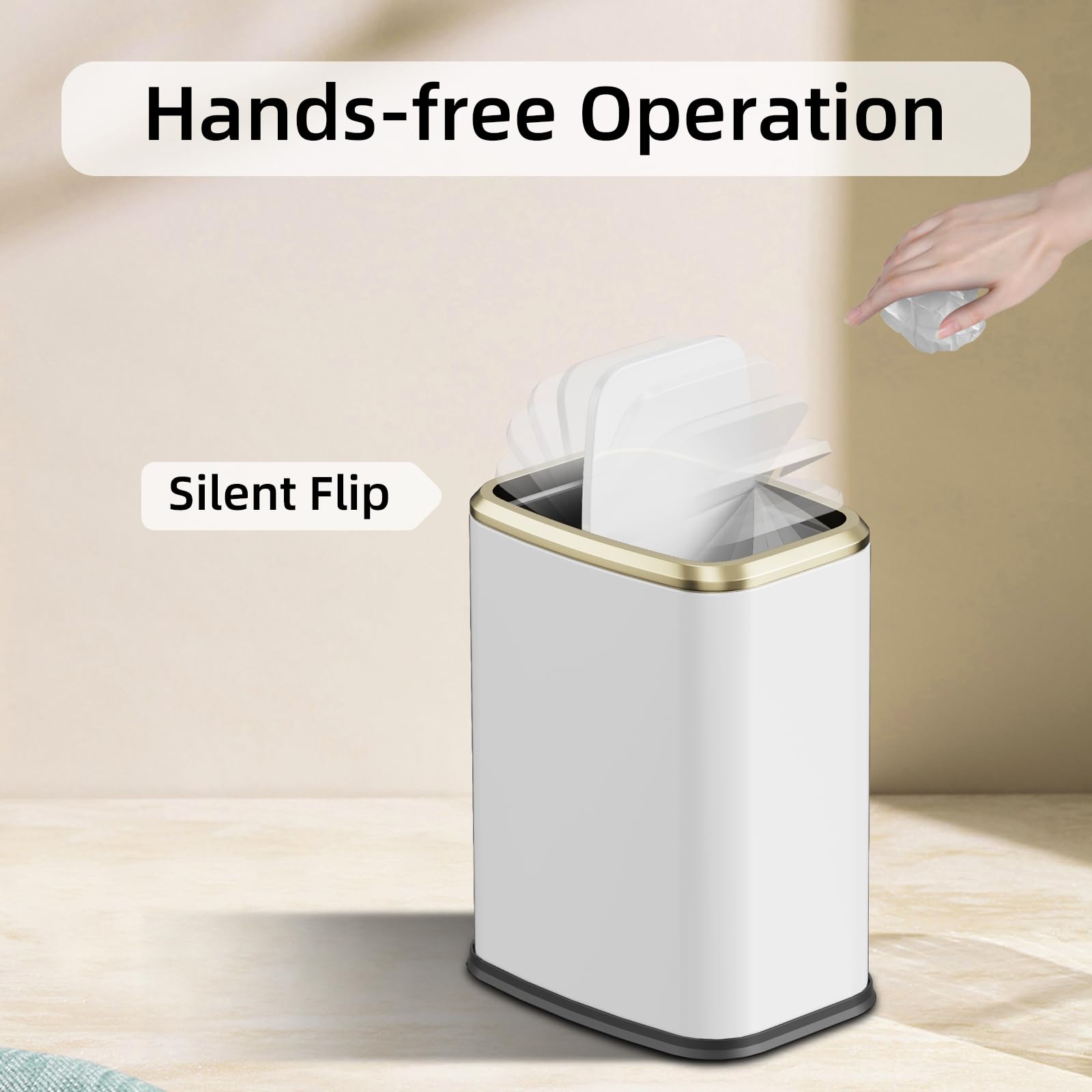 8L 2.1 Gallon Small Bathroom Trash Can with Lid (60 Count)