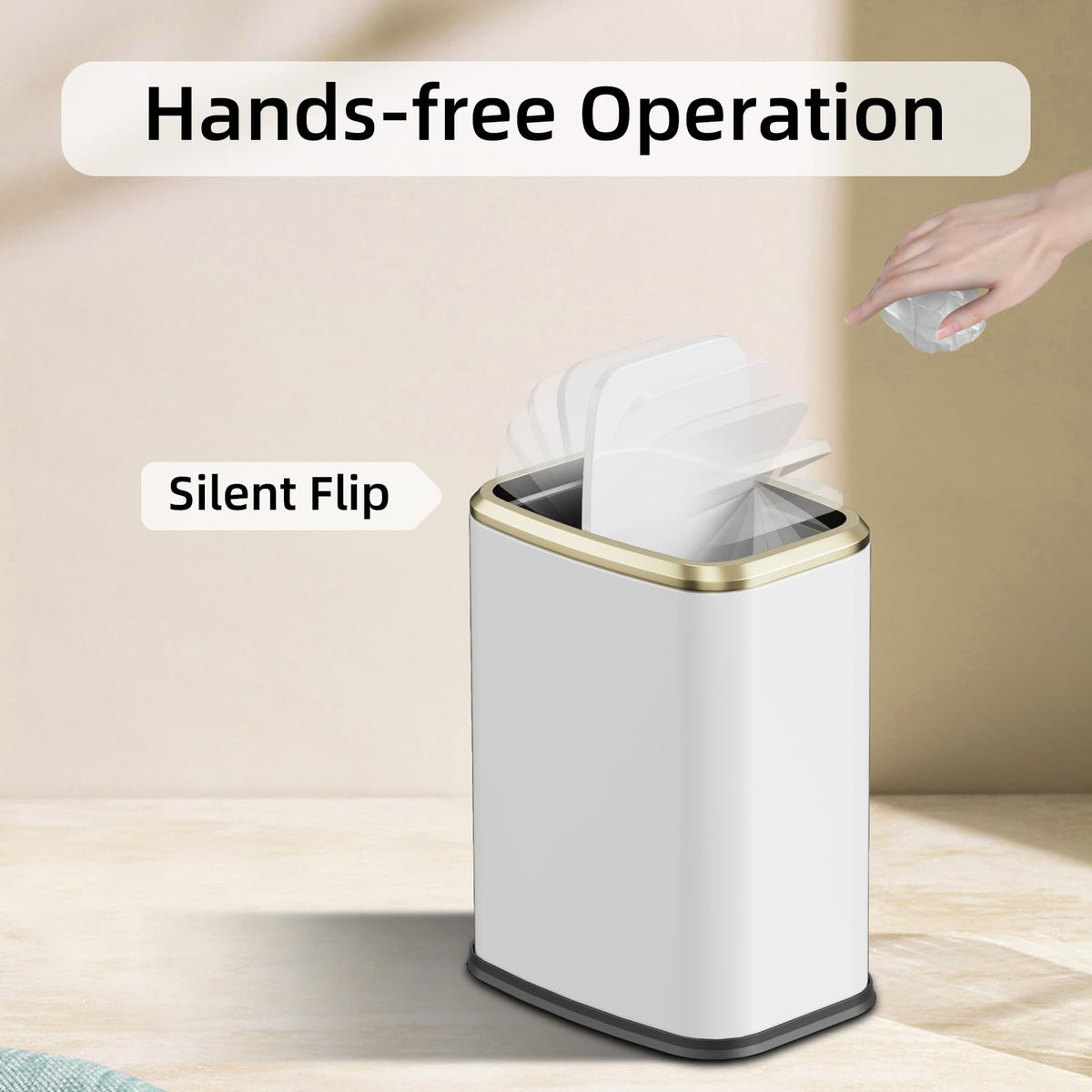8L 2.1 Gallon Small Bathroom Trash Can with Lid (60 Count)