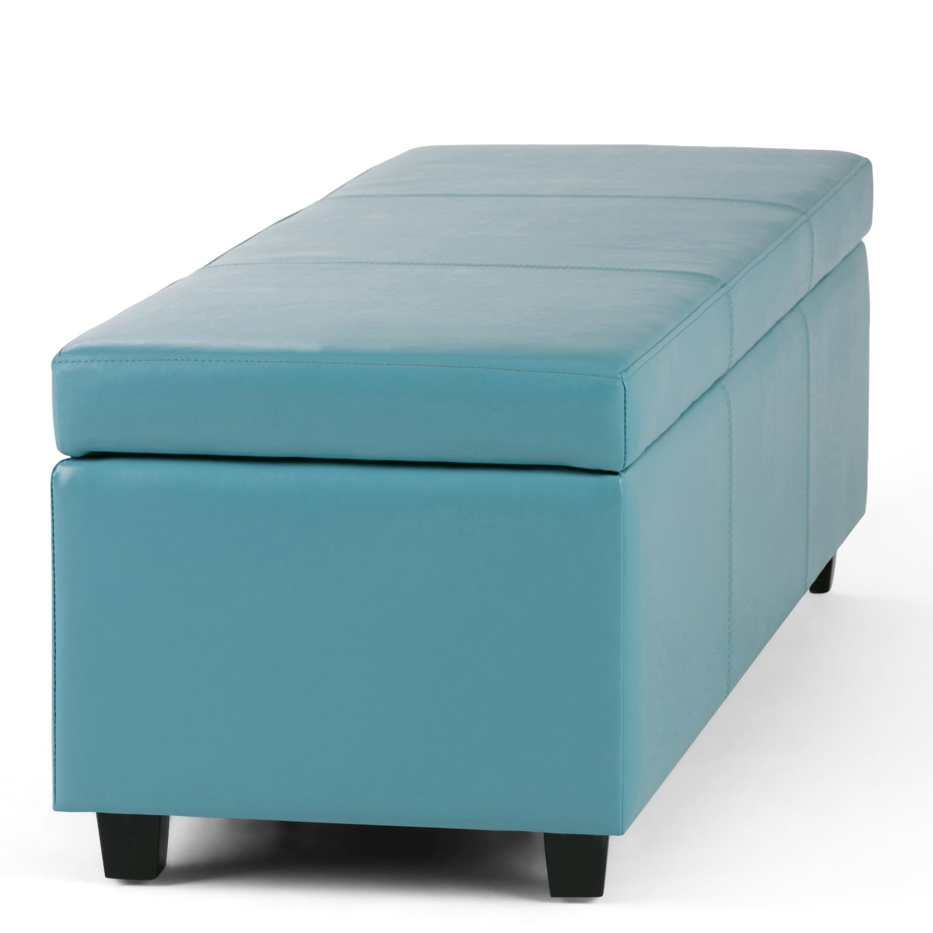 Avalon 48" Wide Vegan Leather Storage Ottoman in Soft Blue