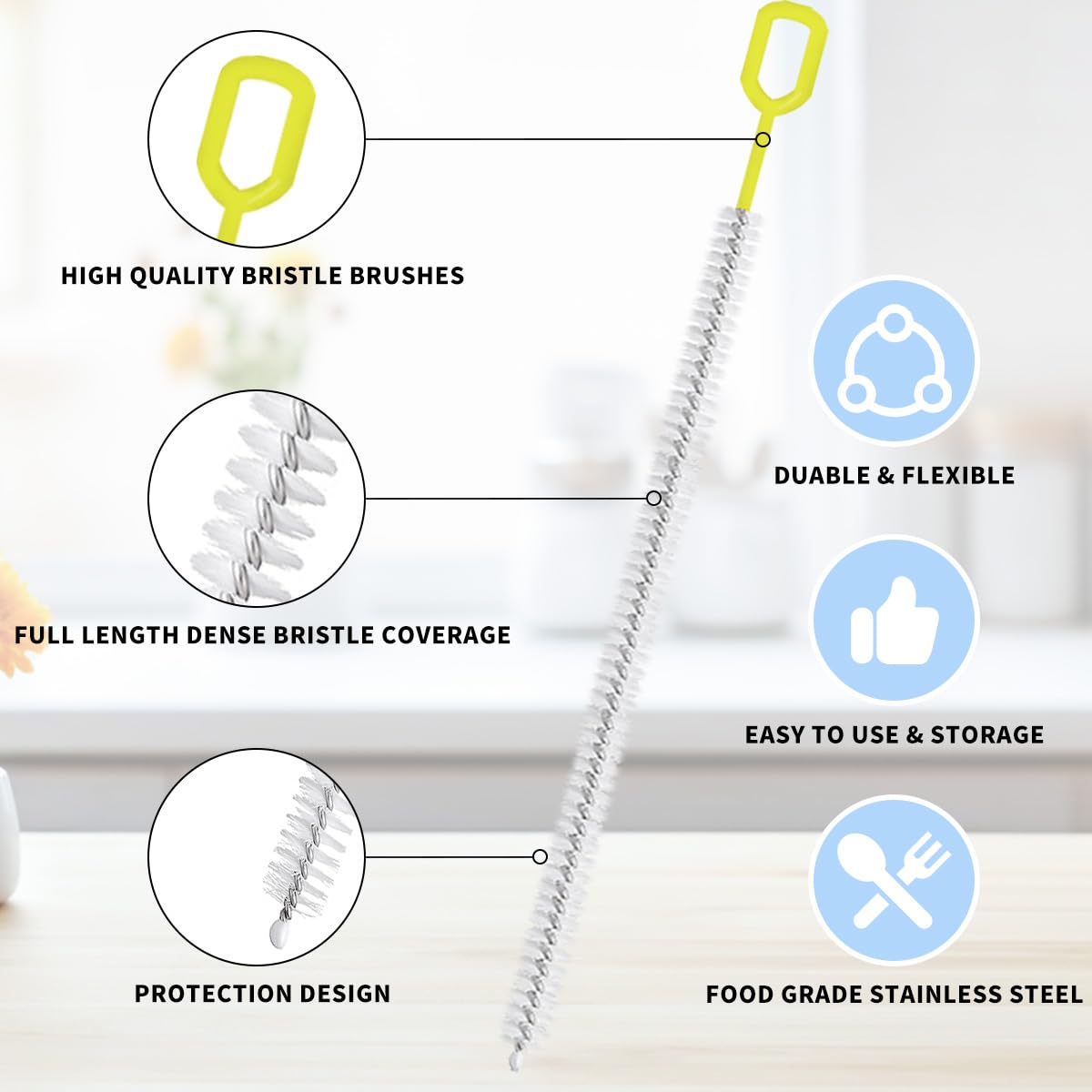 Extra Long 10 Inch Straw Cleaner Brush (5 Count)