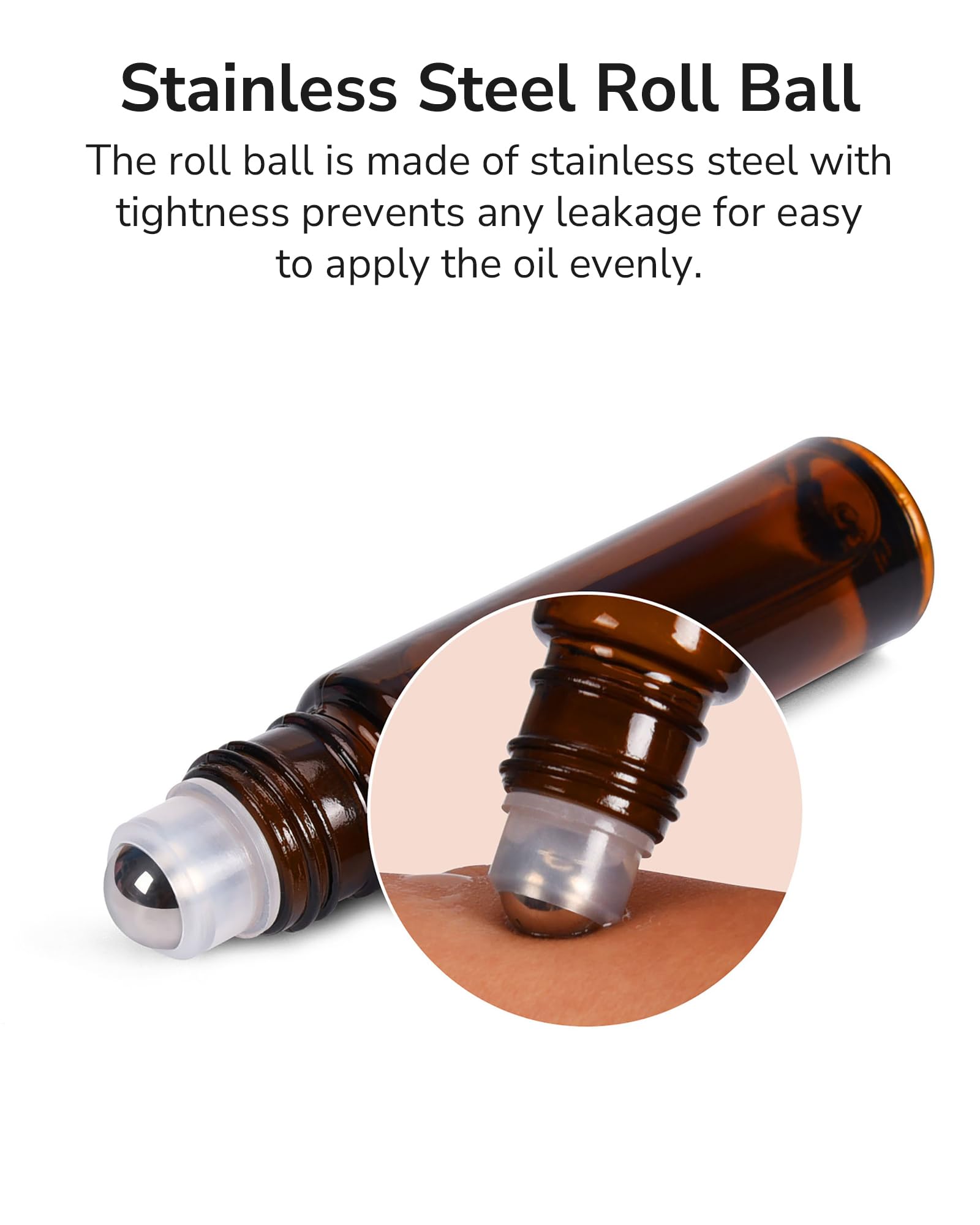 Essential Oil Roller Bottles 12 Pack 10ml Amber Glass (12 Count)