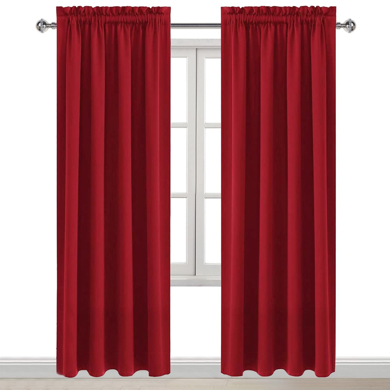 Blackout Curtains for Bedroom Living Room 38 x 84 Inch Long Red (2 Count)