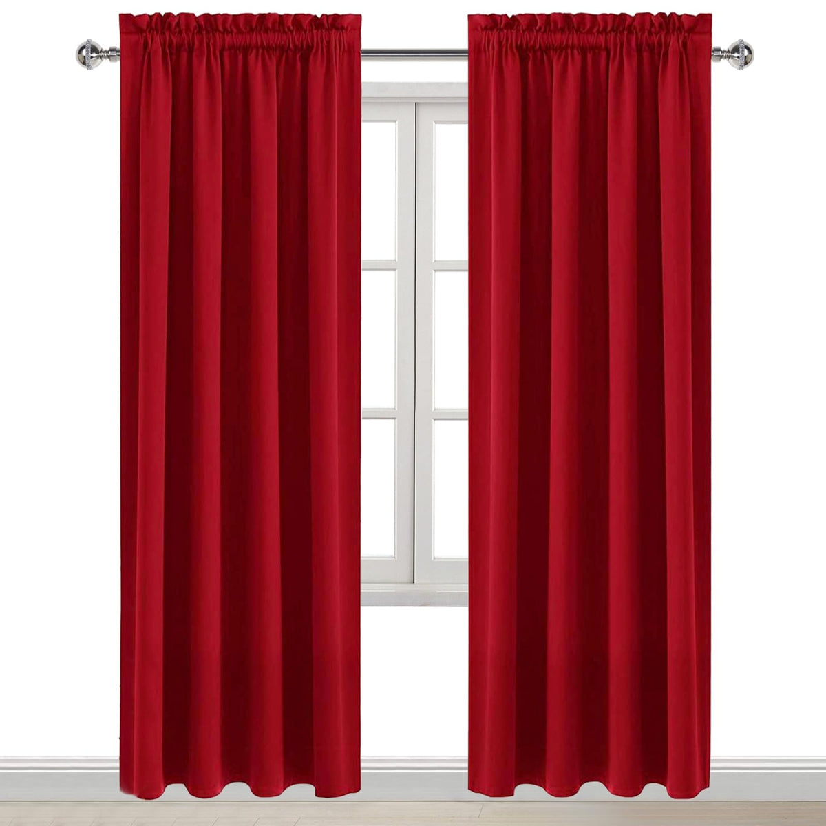 Blackout Curtains for Bedroom Living Room 42 x 84 Inch Long Red (2 Count)