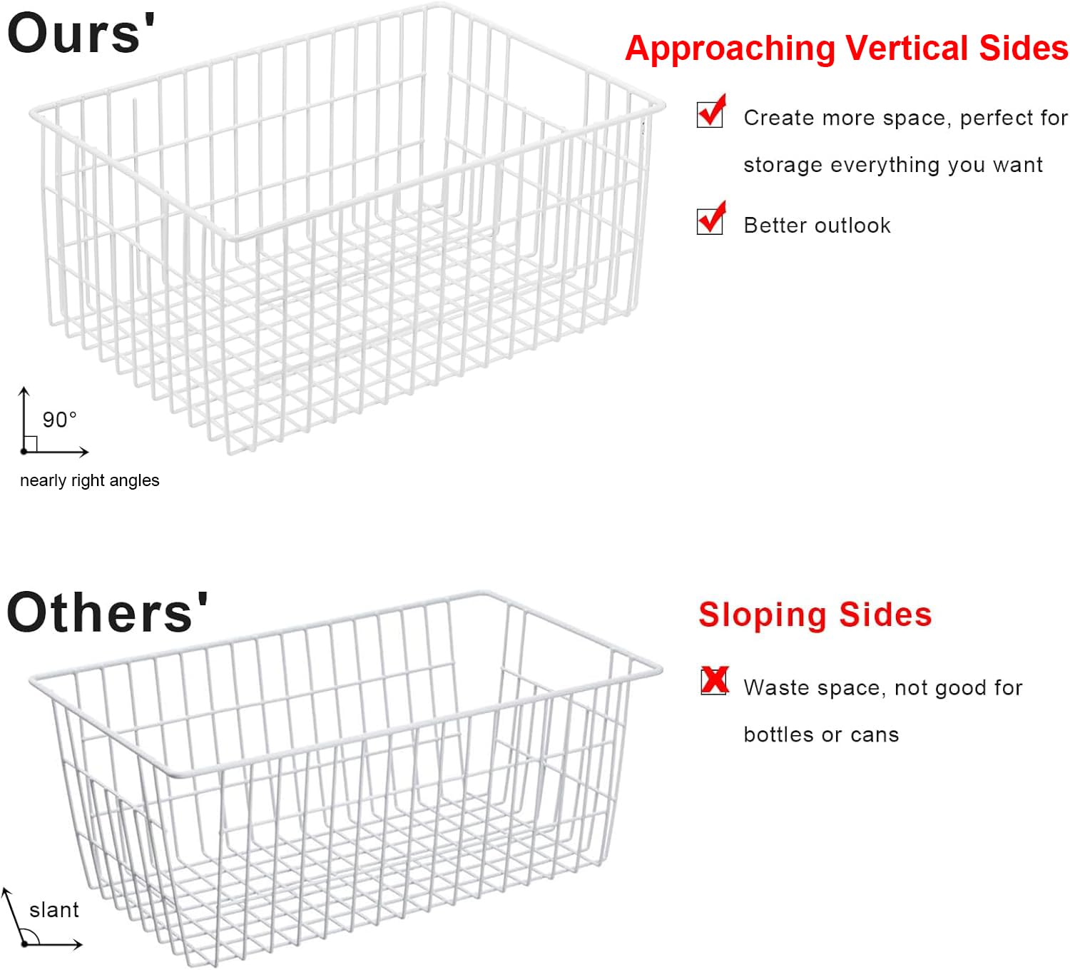 Freezer Organizer Bins for Upright Freezer Wire Drawer Baskets (5 Count)