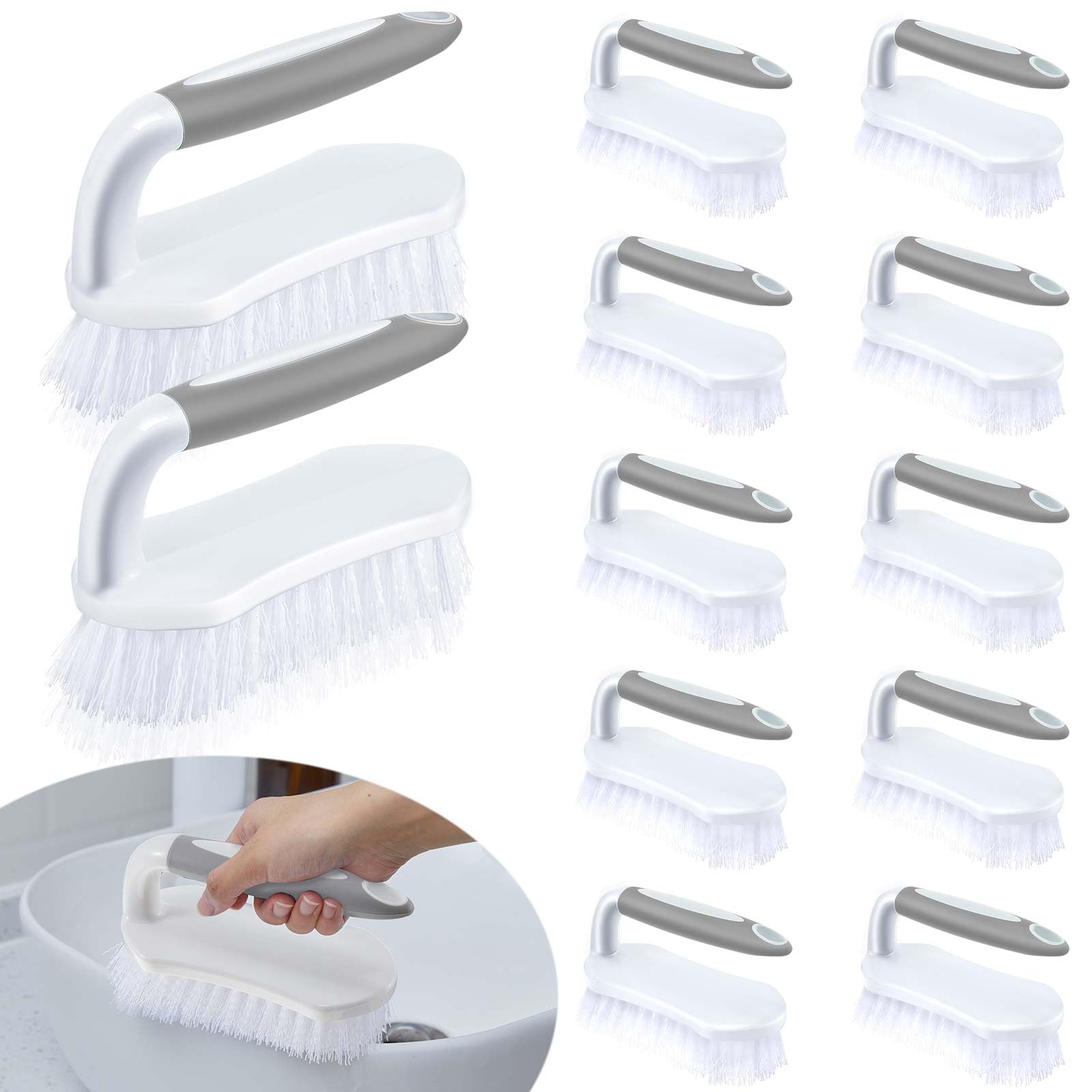 12 Pcs Scrub Brush for Cleaning with Handle Comfortable to Grip Heavy