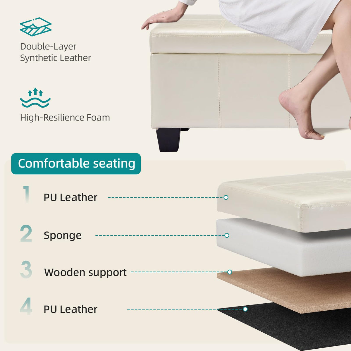 41" Storage Ottoman Bench