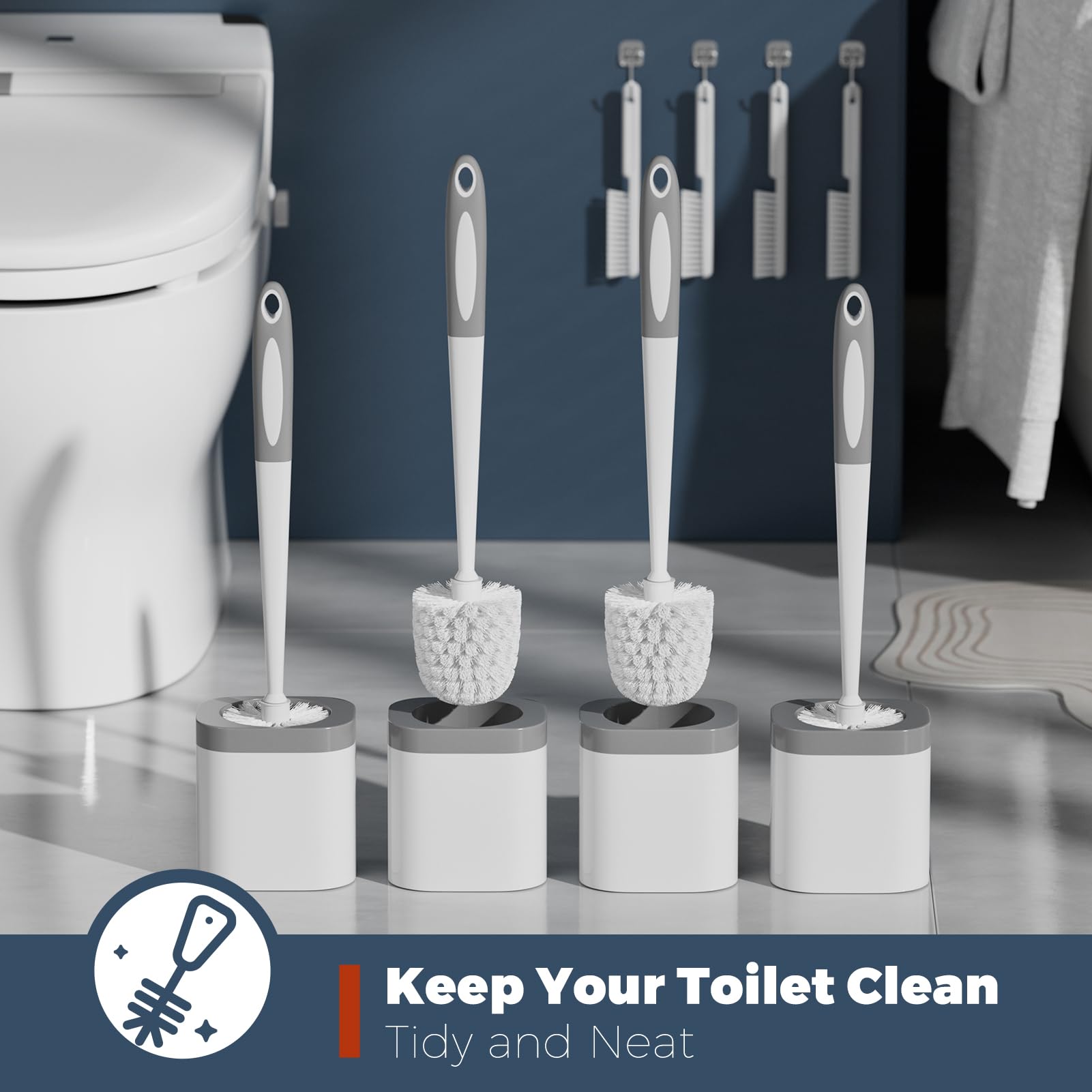 Toilet Brush and Holder Set (4 Count)