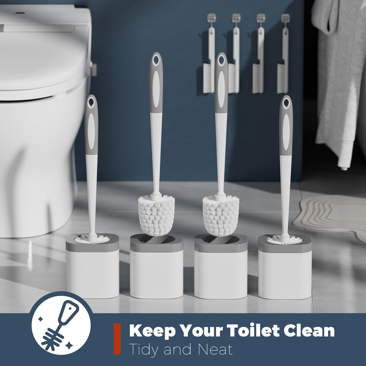 Toilet Brush and Holder Set (4 Count)