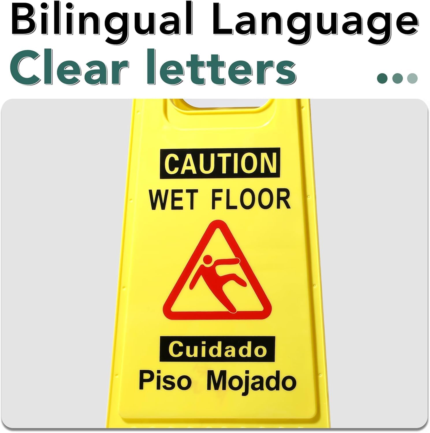4 Pack 24 IN Caution Wet Floor Sign Bilingual Foldable Safety Sign (4 Count)