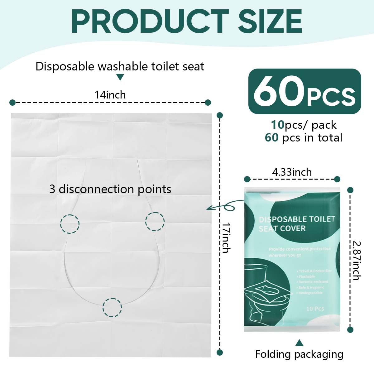 60 Pcs Disposable Flushable Paper Toilet Seat Covers Travel Supplies Essentials for Airplane