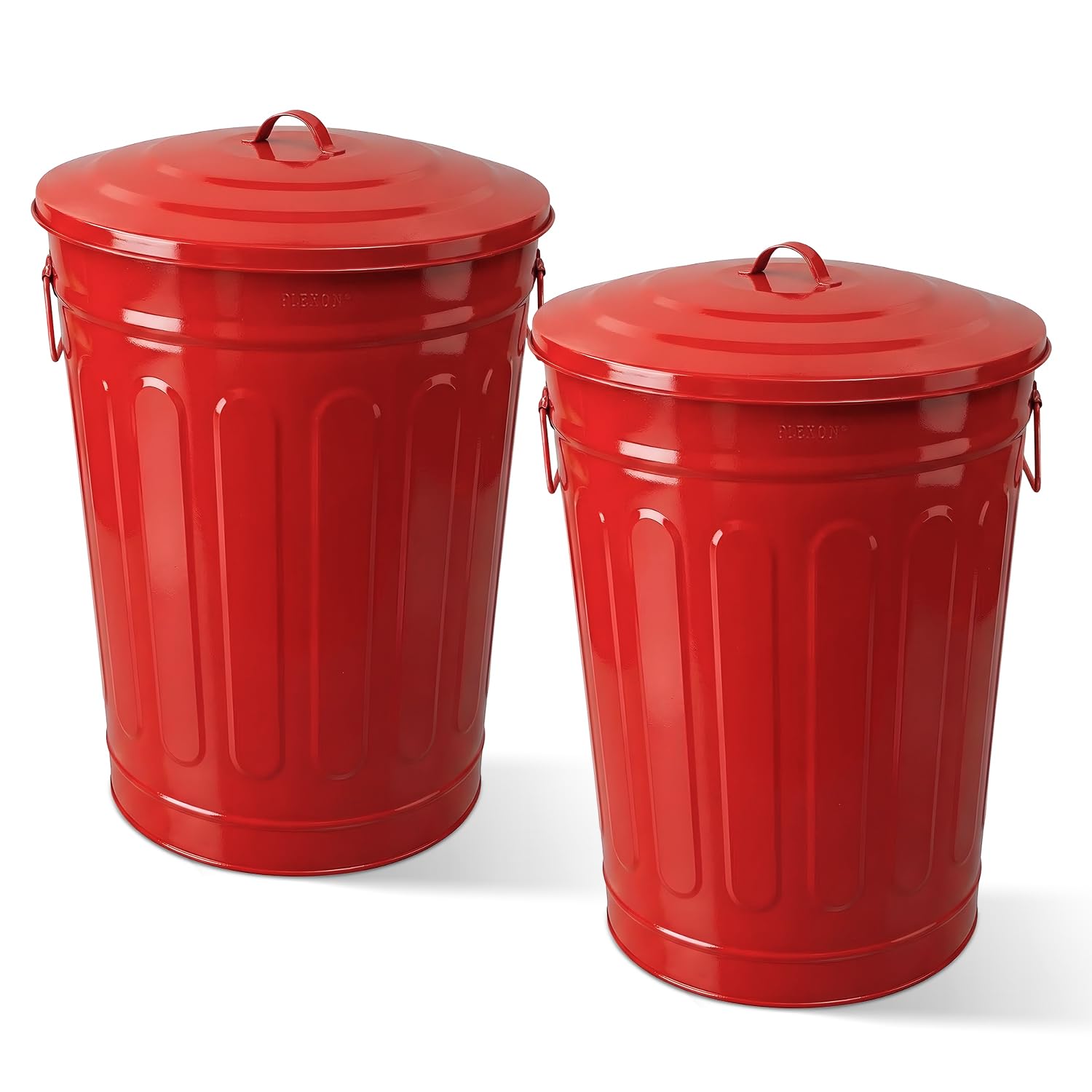 Metal Trash Can with Lid 13 Gallon (2 Count)