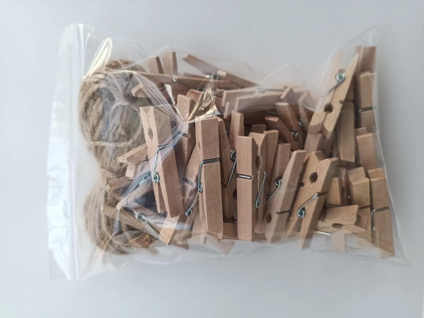 50pcs Small Wood Clothes Pins Pegs Strong Hangers Picture Display Art Craft Clip Clamps Party Wedding Office Decor Wire Clothesline (50 Count)