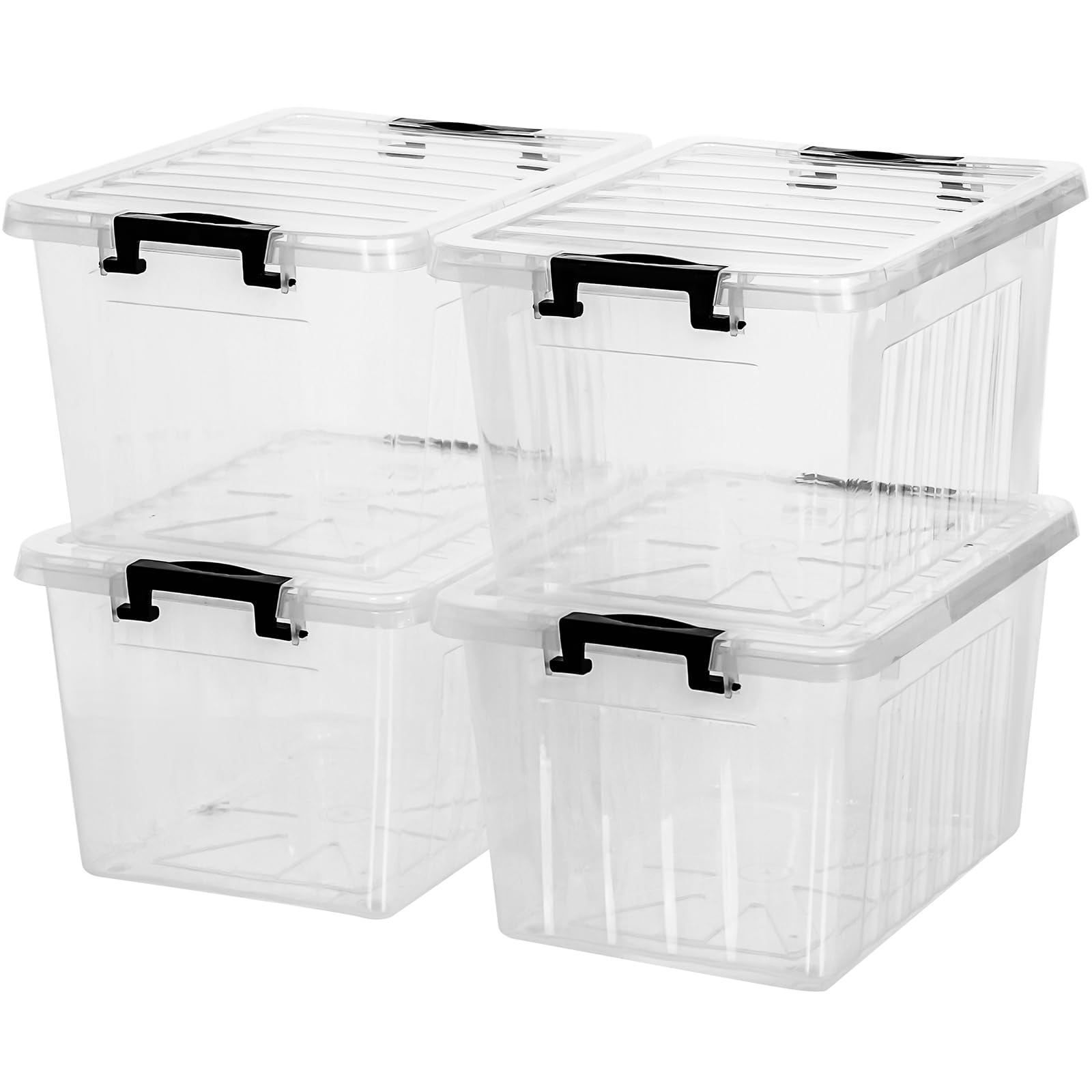22 Qt Plastic Storage Bins with Latching Lids 4 Packs (4 Count)