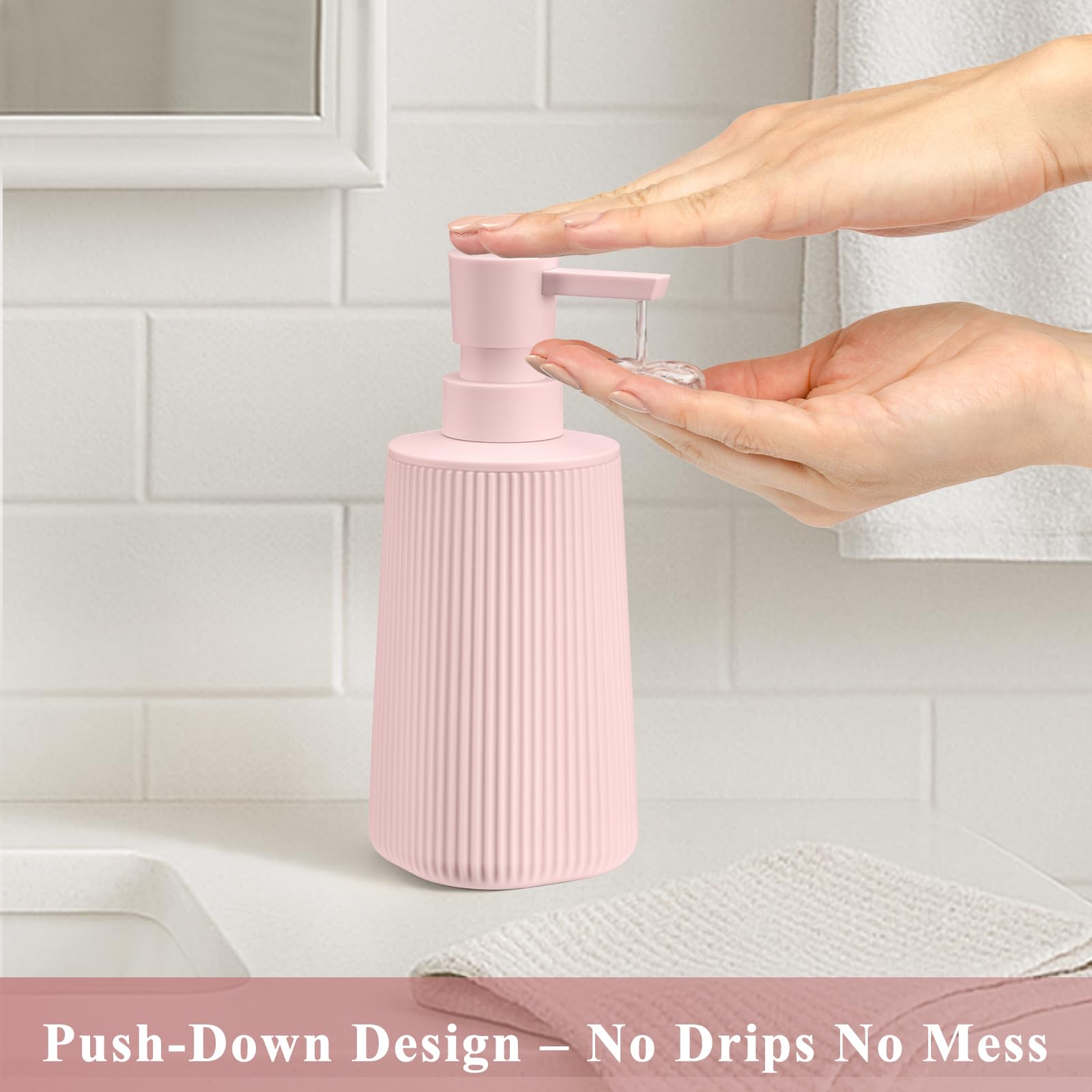 Pink 2 Pack Hand Soap Dispensers Set for Bathroom (2 Count)