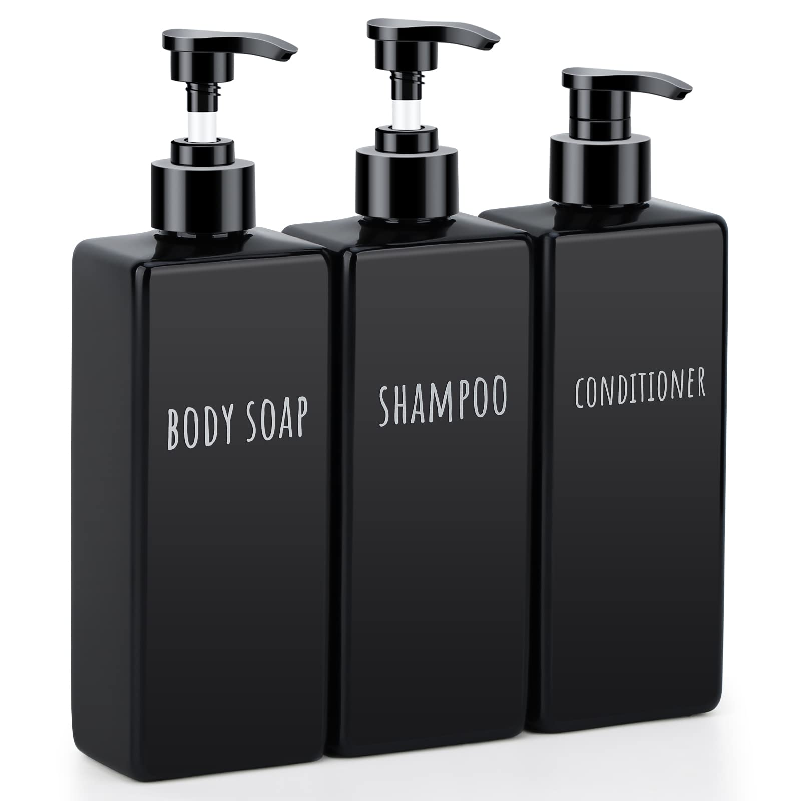 Plastic Square Soap Dispenser Black (3 Count)