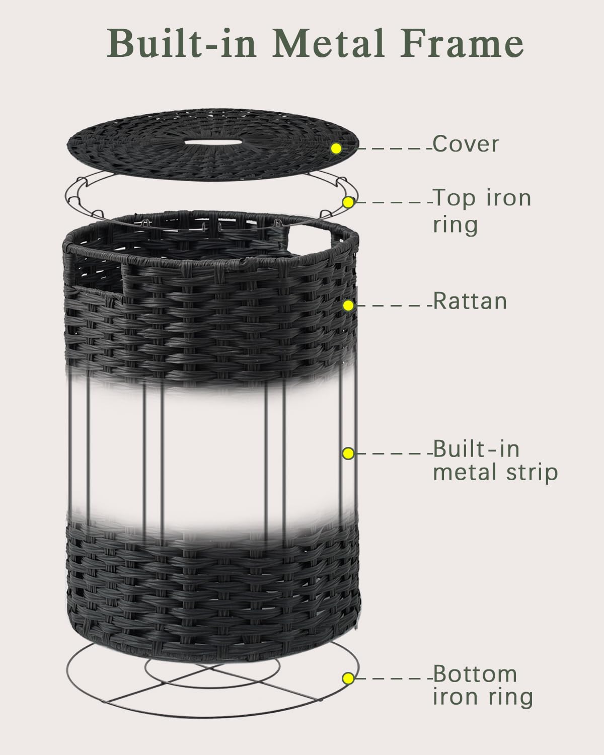 Large Laundry Hamper Laundry Basket Round 130L