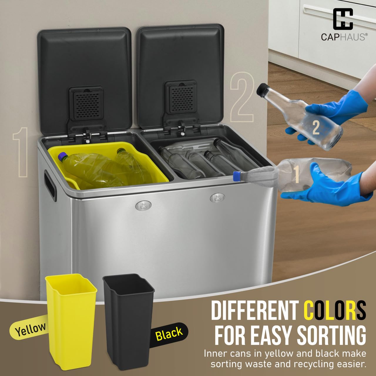 Dual Trash Can with Double Lid