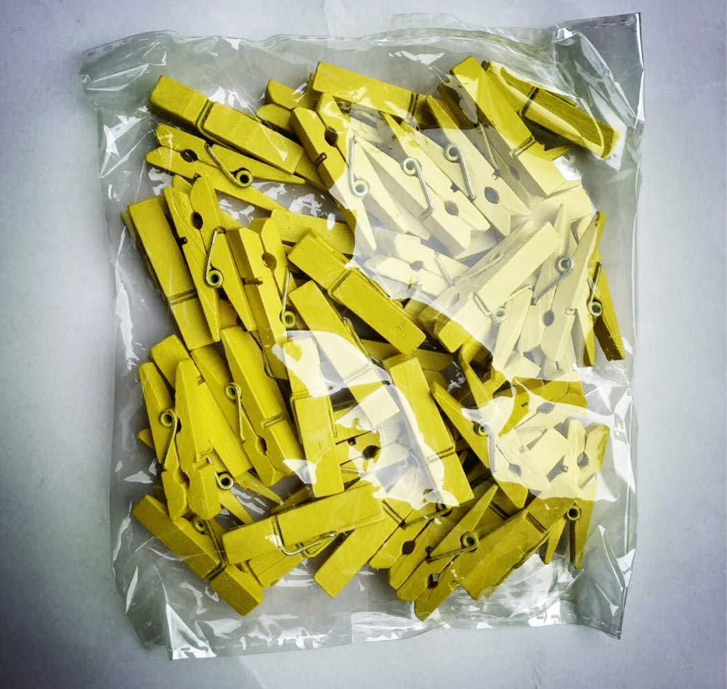 Sturdy Clothes Pegs Clamps Diy Craft Mini Colored Wood Clothespins Clip Holiday Christmas Cards With Twine Pack 50 Yellow