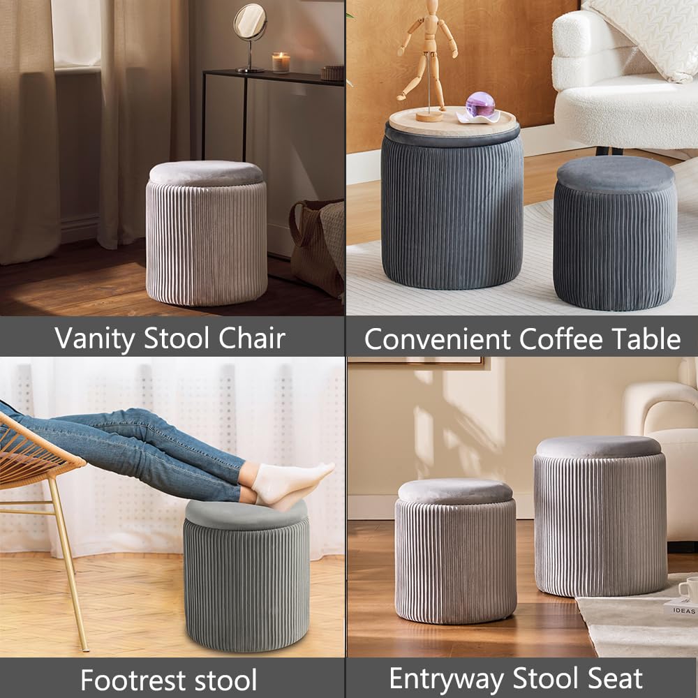 Set of 2 Round Storage Ottoman (2 Count)