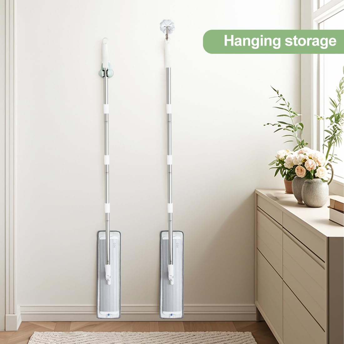 18" Commercial Flat Microfiber Floor Mop Cleaning System with 4 Washable Pads Cleaner for Home Cleaning