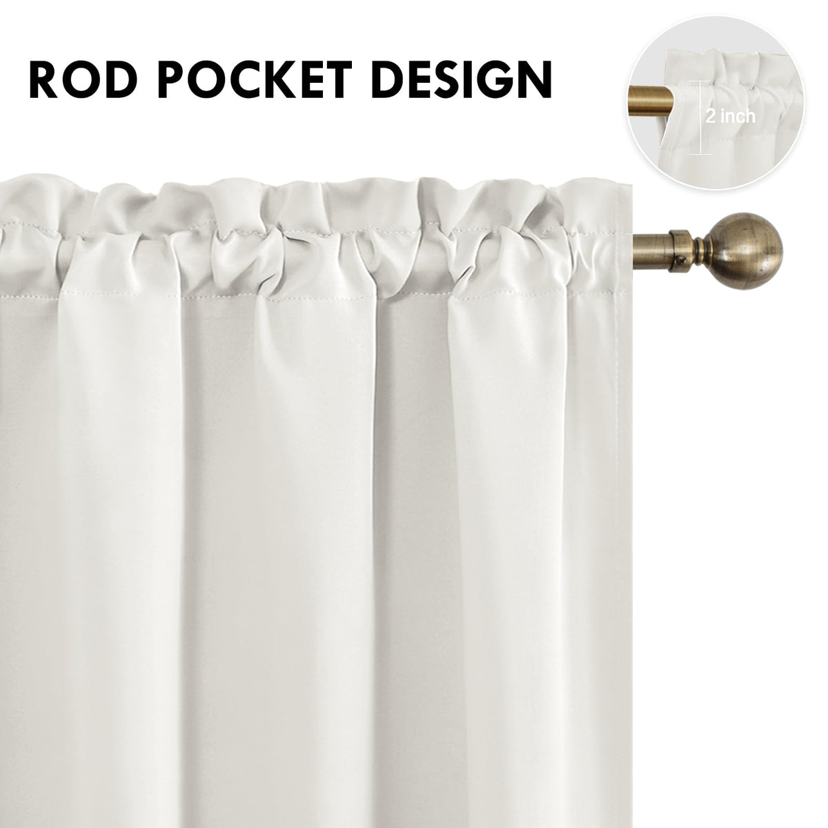 Short Blackout Curtains 42 x 36 Inch Long for Kitchen RV Bunk Ivory (2 Count)