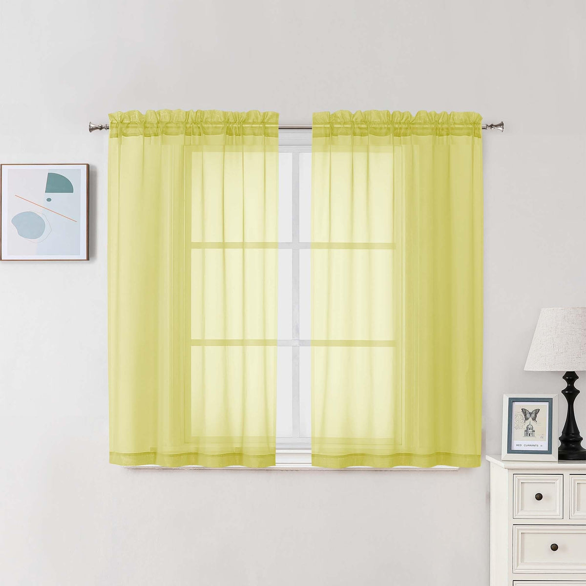 Sheer Curtains 63 Inch Length 2 Panels (2 Count)