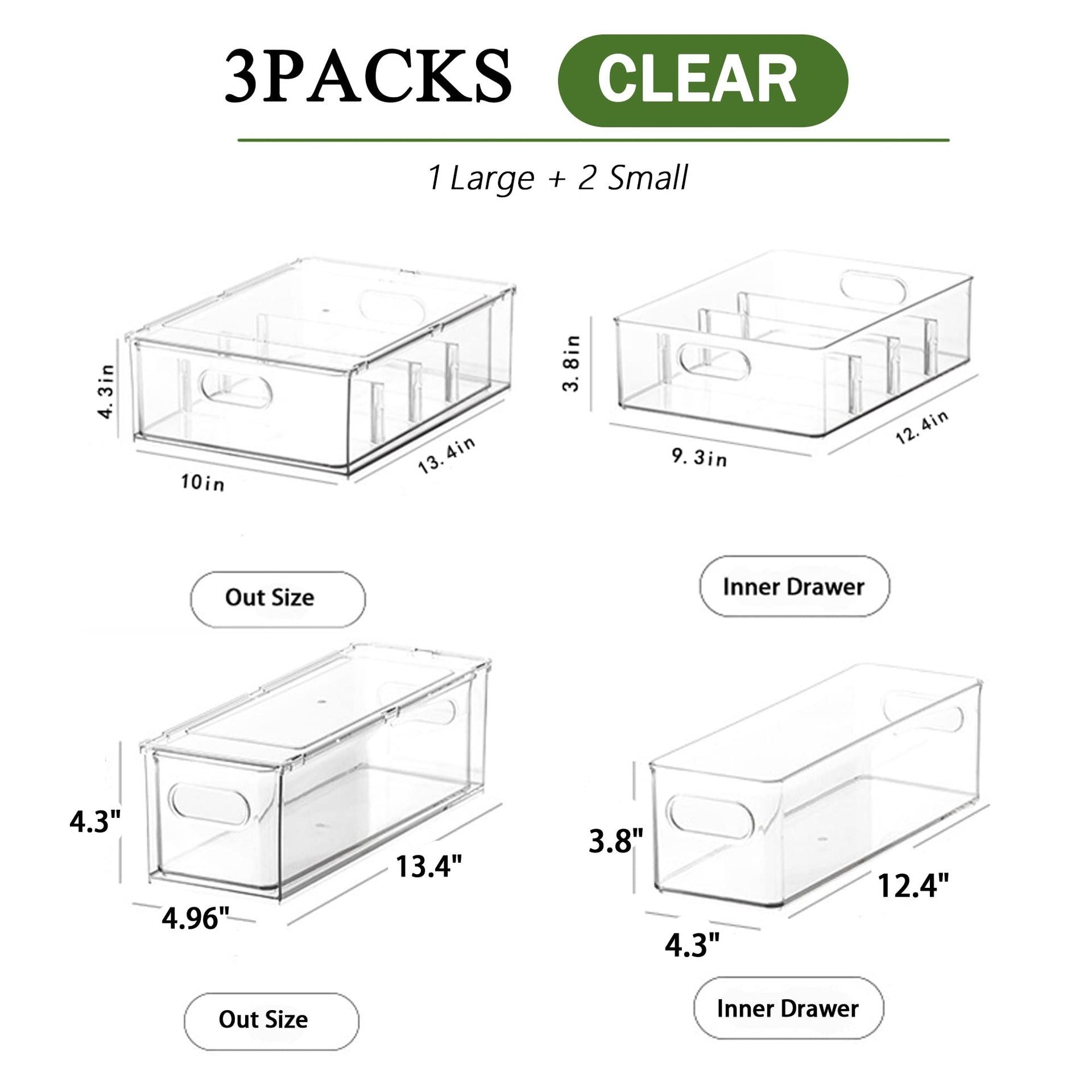 3 Pack Fridge Organizer and Storage (3 Count)