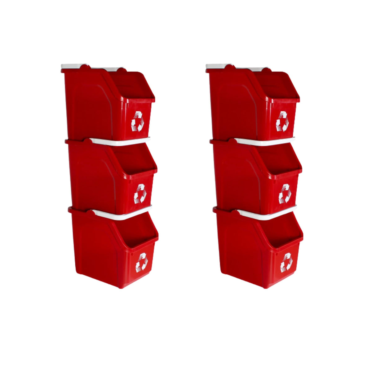 Red Recycle Bin 6 Gallon Stackable Recycle Bins for Kitchen with Handle