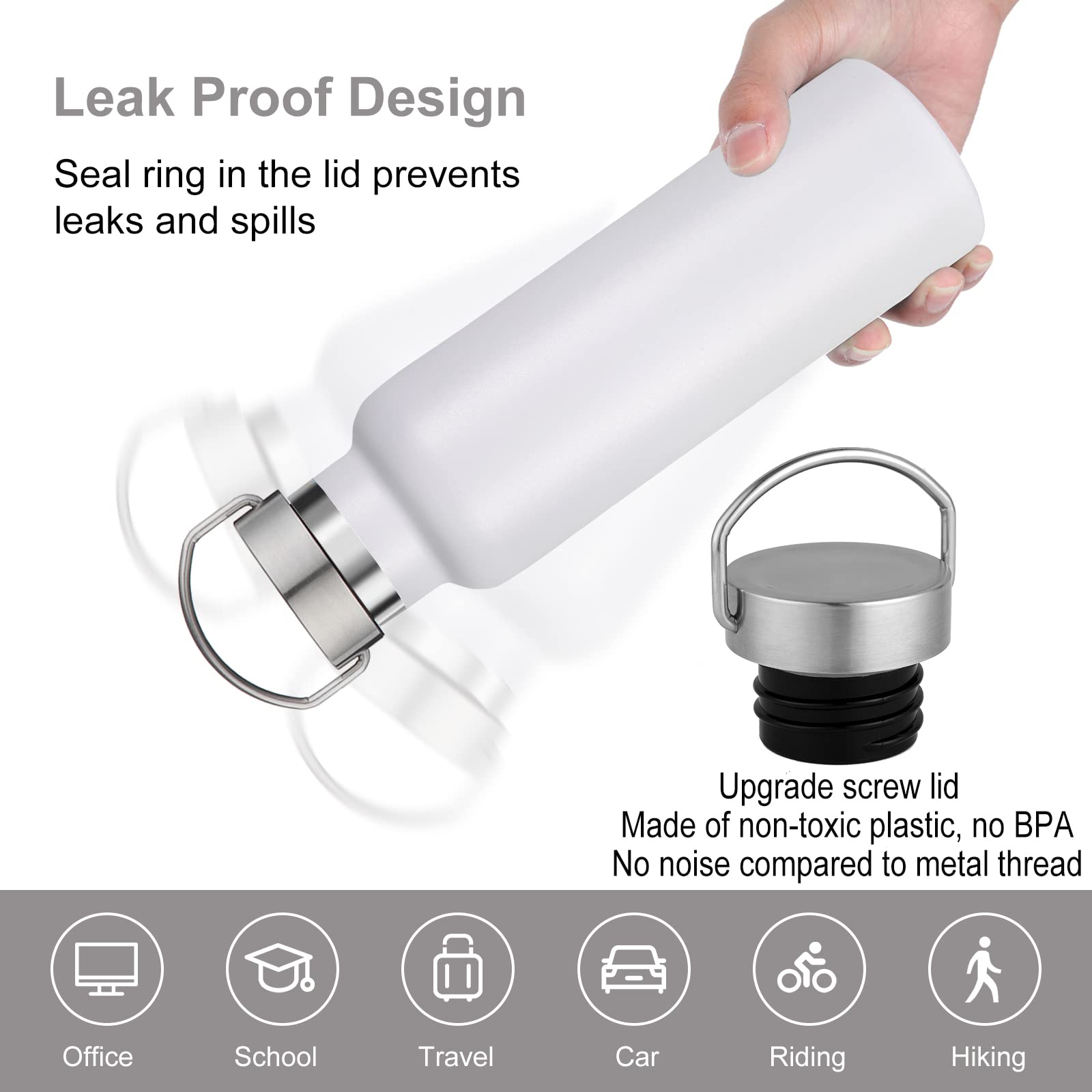 White Stainless Steel Water Bottles