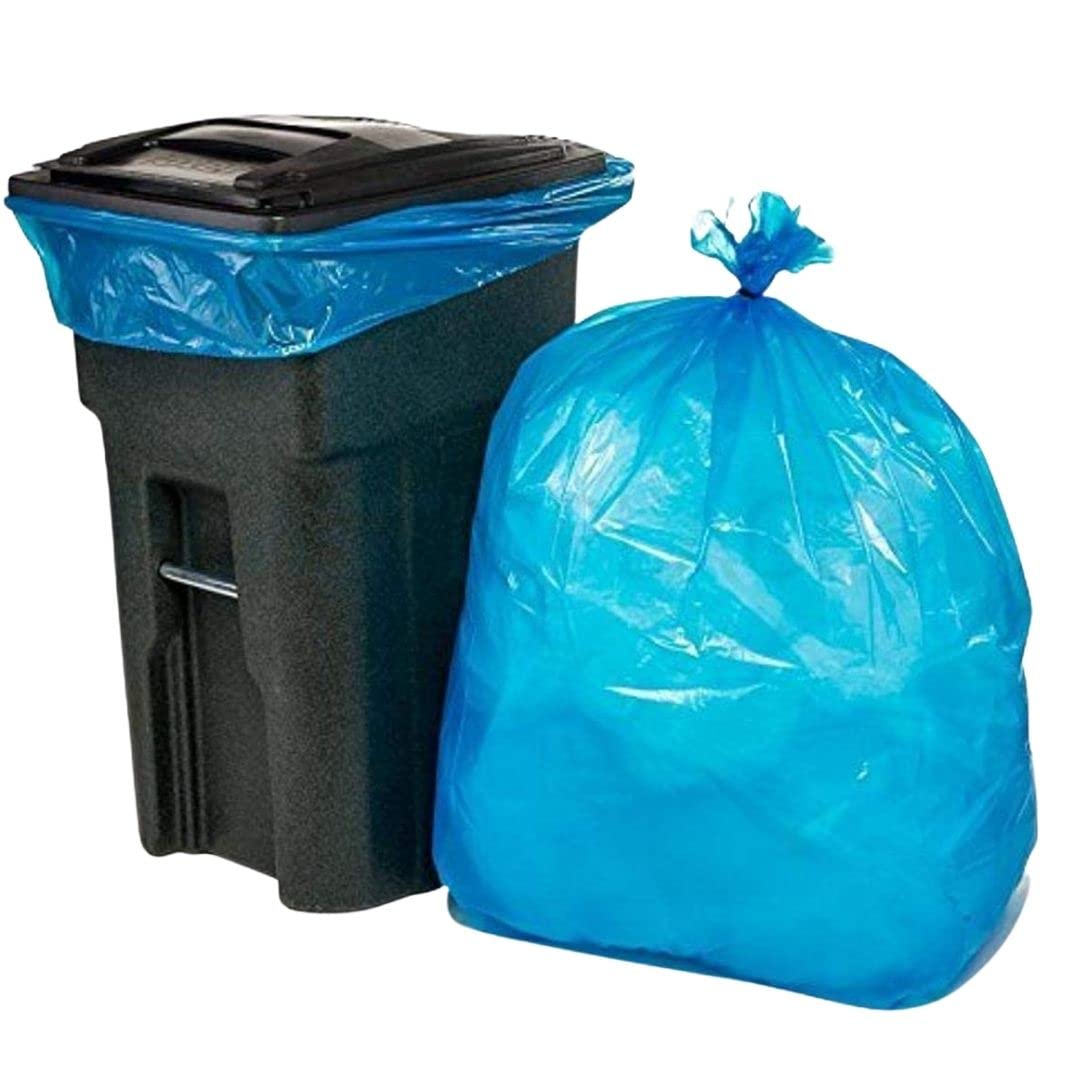 65 Gallon Recycling Trash Bags │1.5 Mil │ Blue Heavy Duty Garbage Can Liners │ 50” x 48” (50 Count)