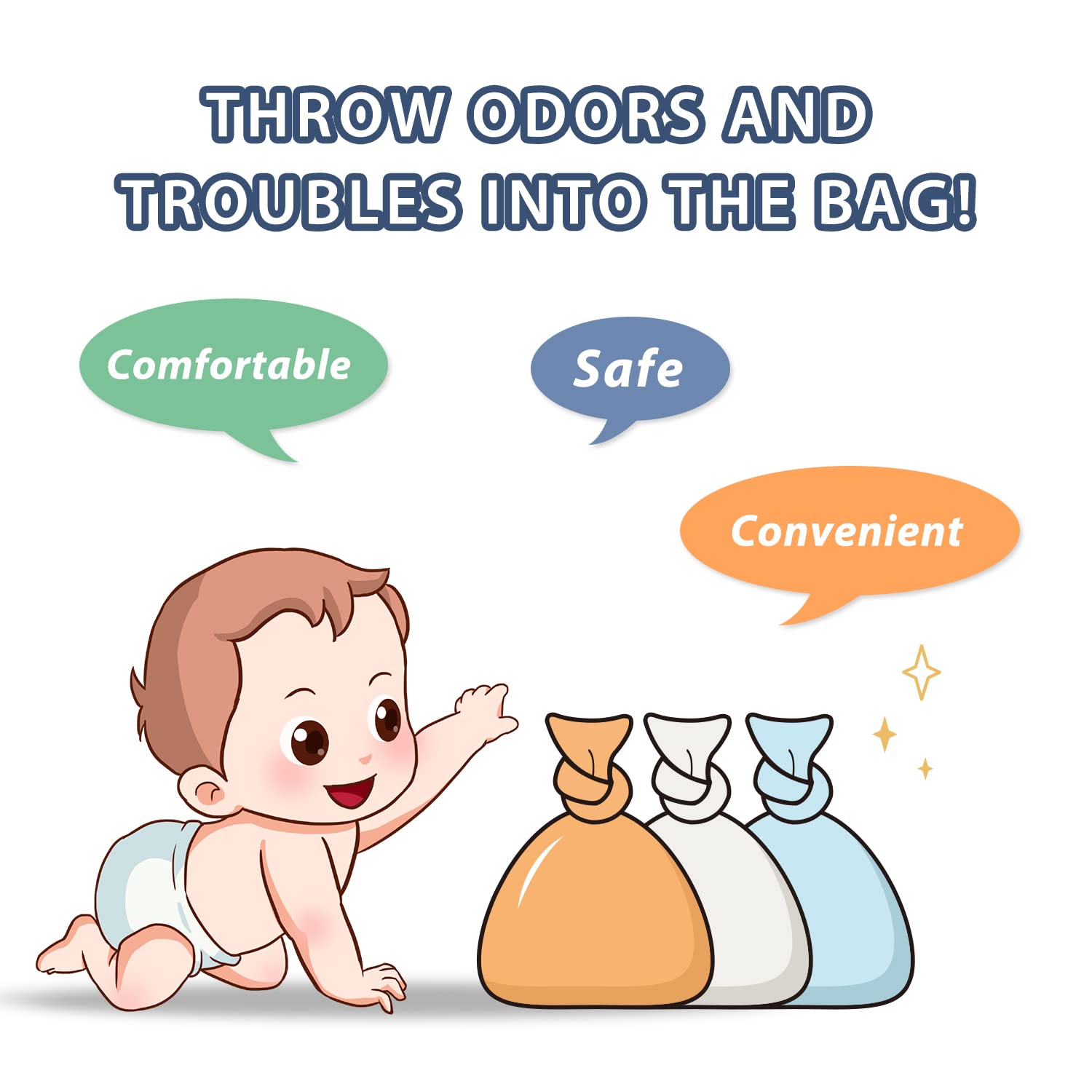 Odor Sealing Disposable Diaper Bags XS (120 Count)