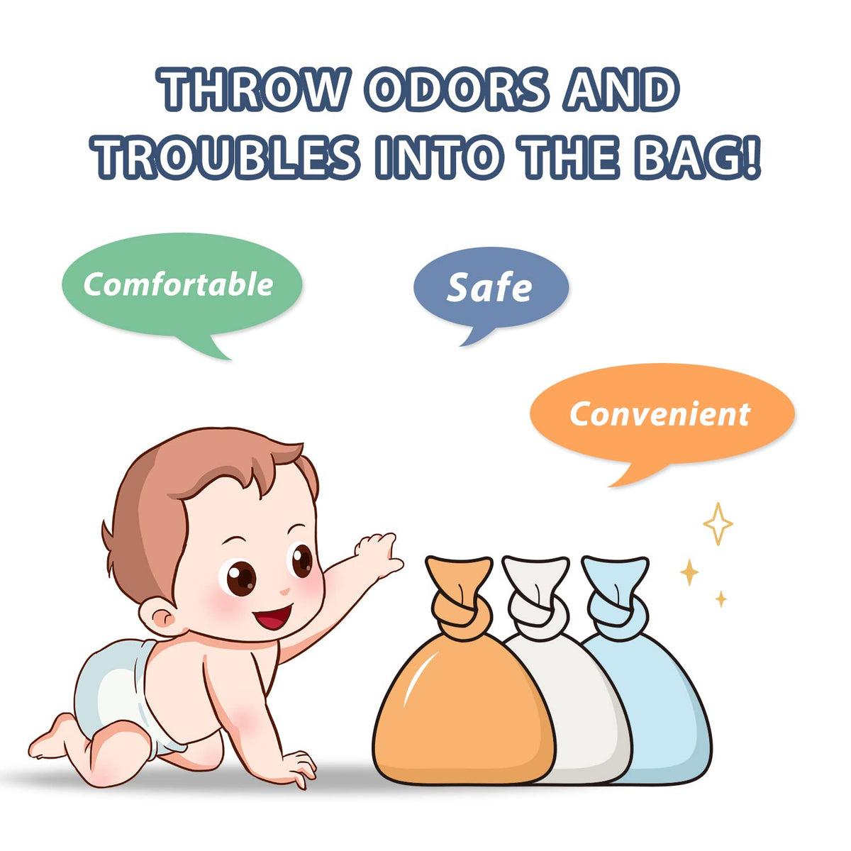 Odor Sealing Disposable Diaper Bags XS (300 Count)