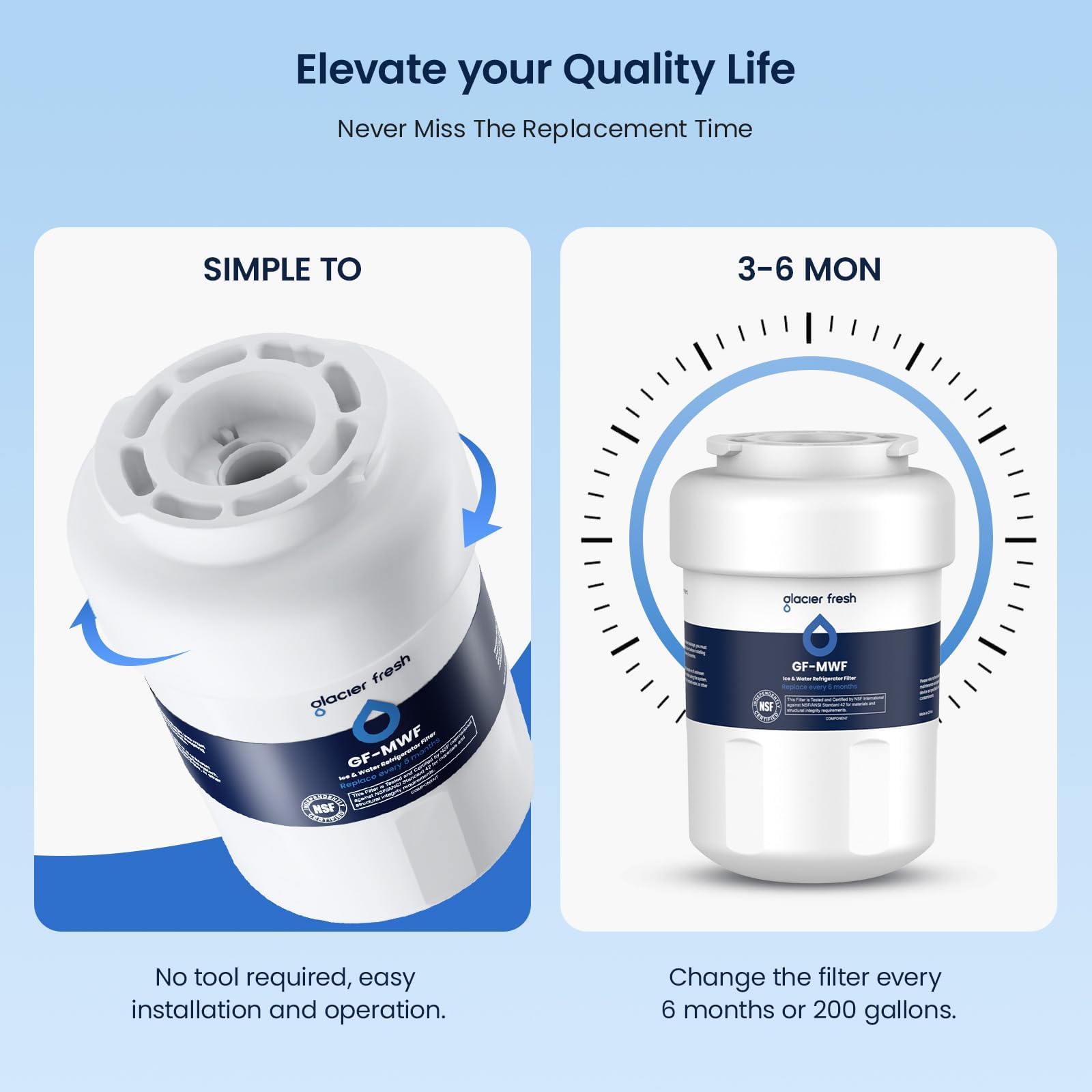 MWF Refrigerator Water Filter Compatible with GE (2 Count)