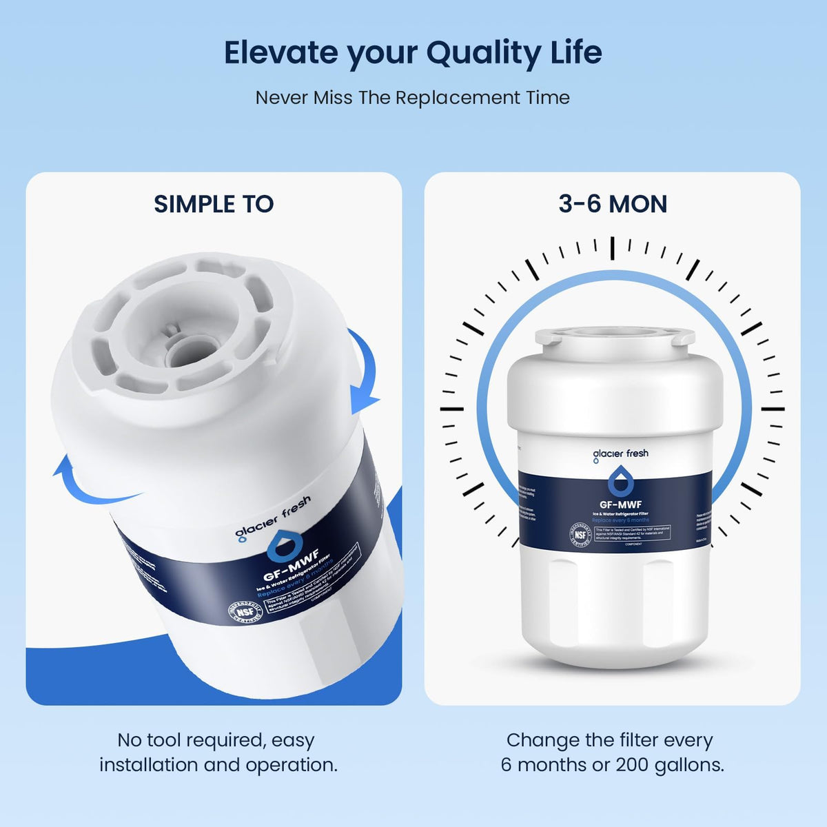 MWF Refrigerator Water Filter Compatible with GE