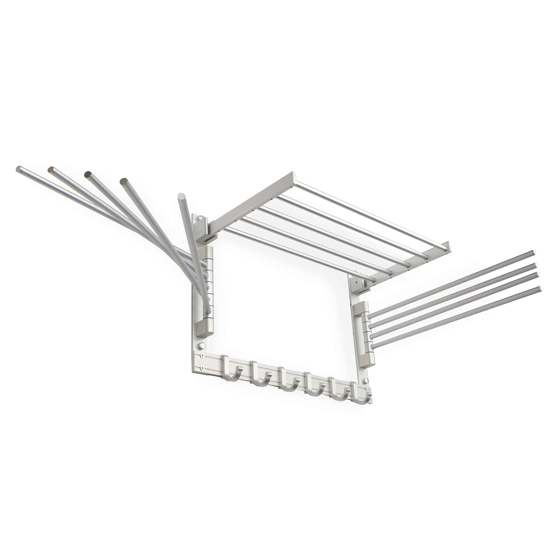 BGT Wash Clothes Drying Rack Wall Mount Laundry Room Organizer with Hooks & Swing Arms