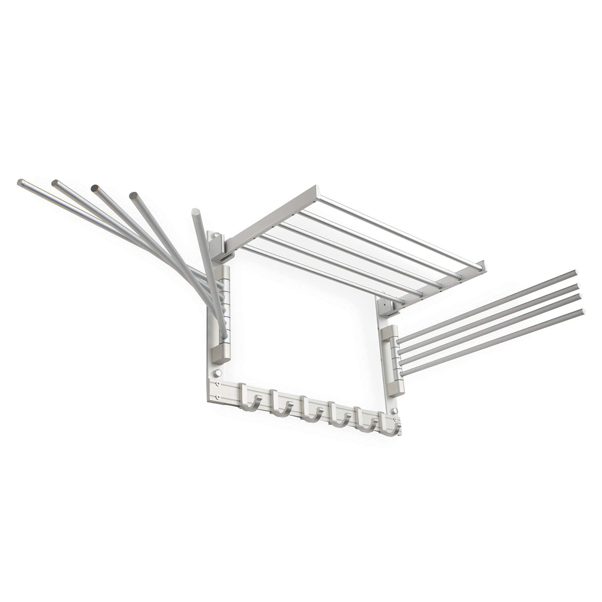 BGT Wash Clothes Drying Rack Wall Mount Laundry Room Organizer with Hooks & Swing Arms