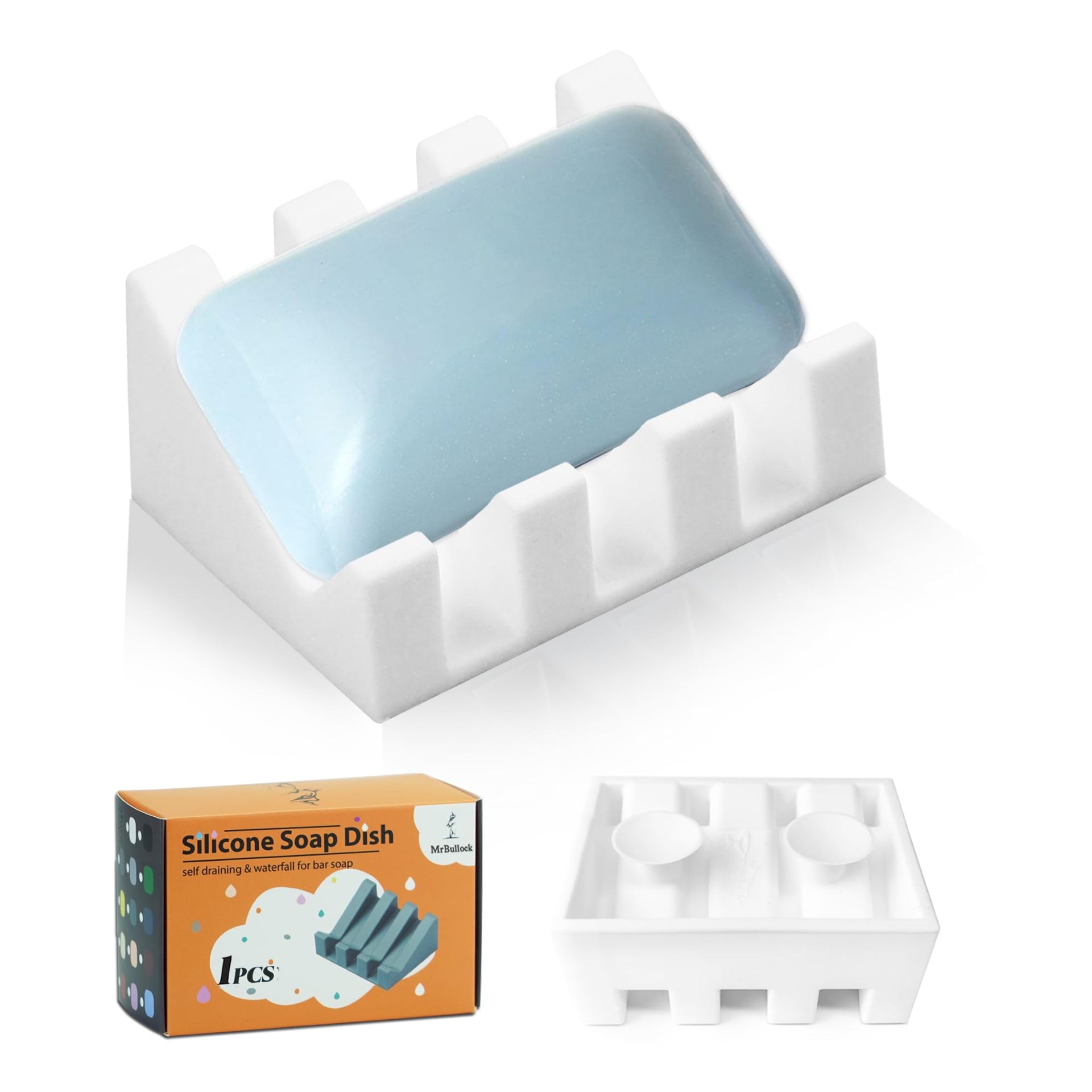Silicone Soap Dish Self Draining with Suction Cups (2 Count)