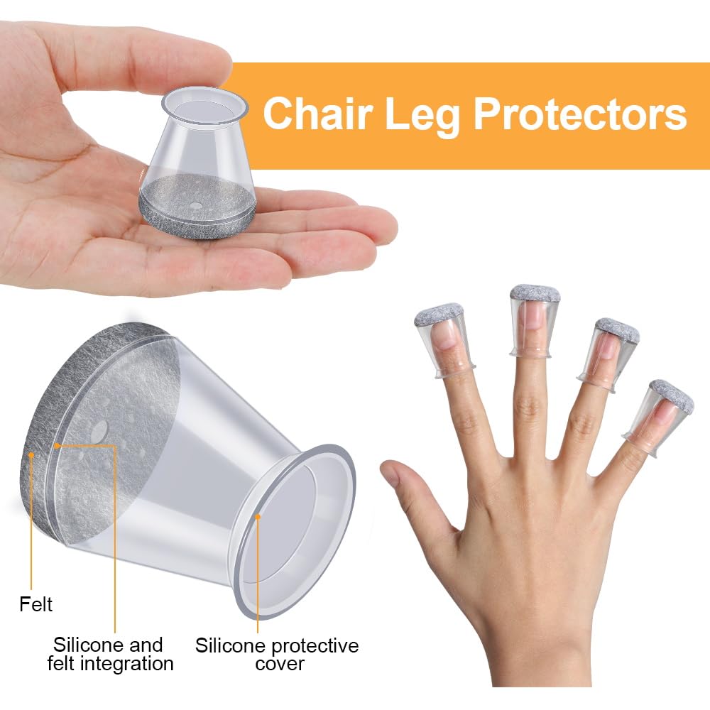 32 Pcs Chair Leg Floor Protectors for Hardwood Floors Silicone (32 Count)