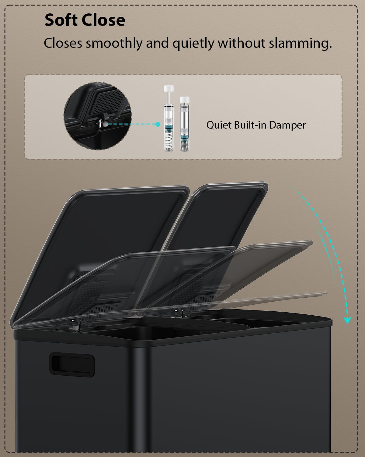 Dual Trash and Recycling Bins for Kitchen (2 Count)