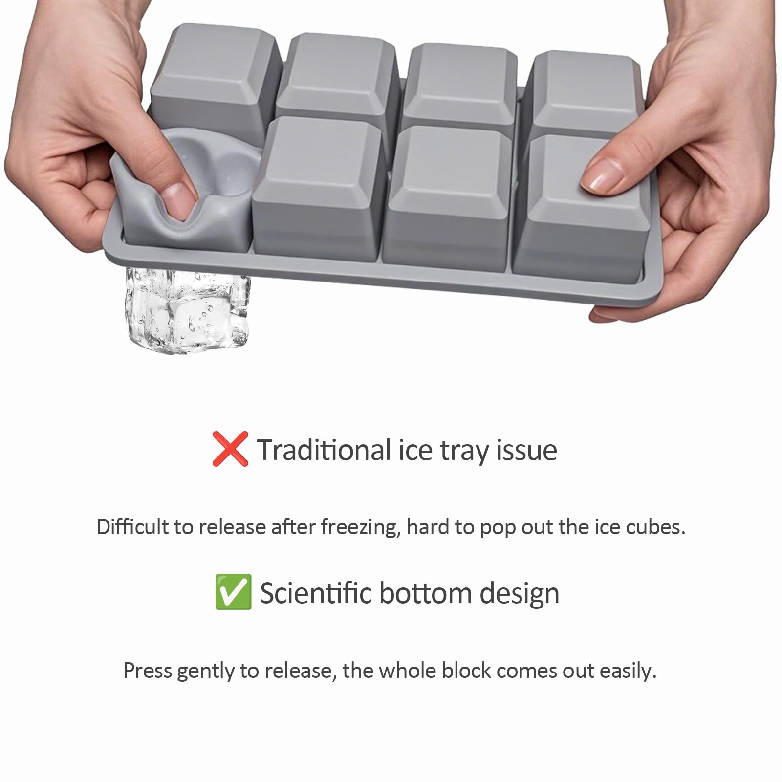 2 Pack Silicone 2 Inch Large Ice Cube Molds for Cocktails Wine Fruit and Bourbon Whiskey Easy Release Ice Cube Tray with Lid Ideal for Cold Drinks and Entertaining Gatherings (15.34 Ounce)