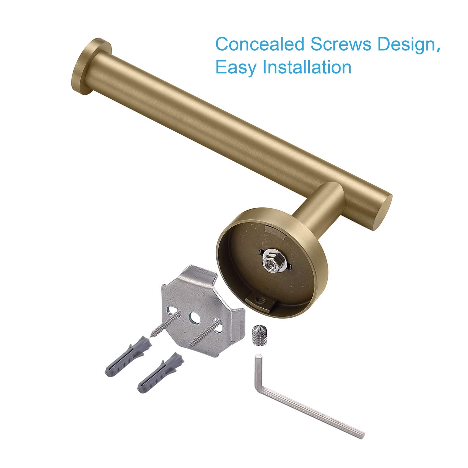 Toilet Paper Holder SUS304 Stainless Steel Round Size Brushed Gold 2 Pack (2 Count)