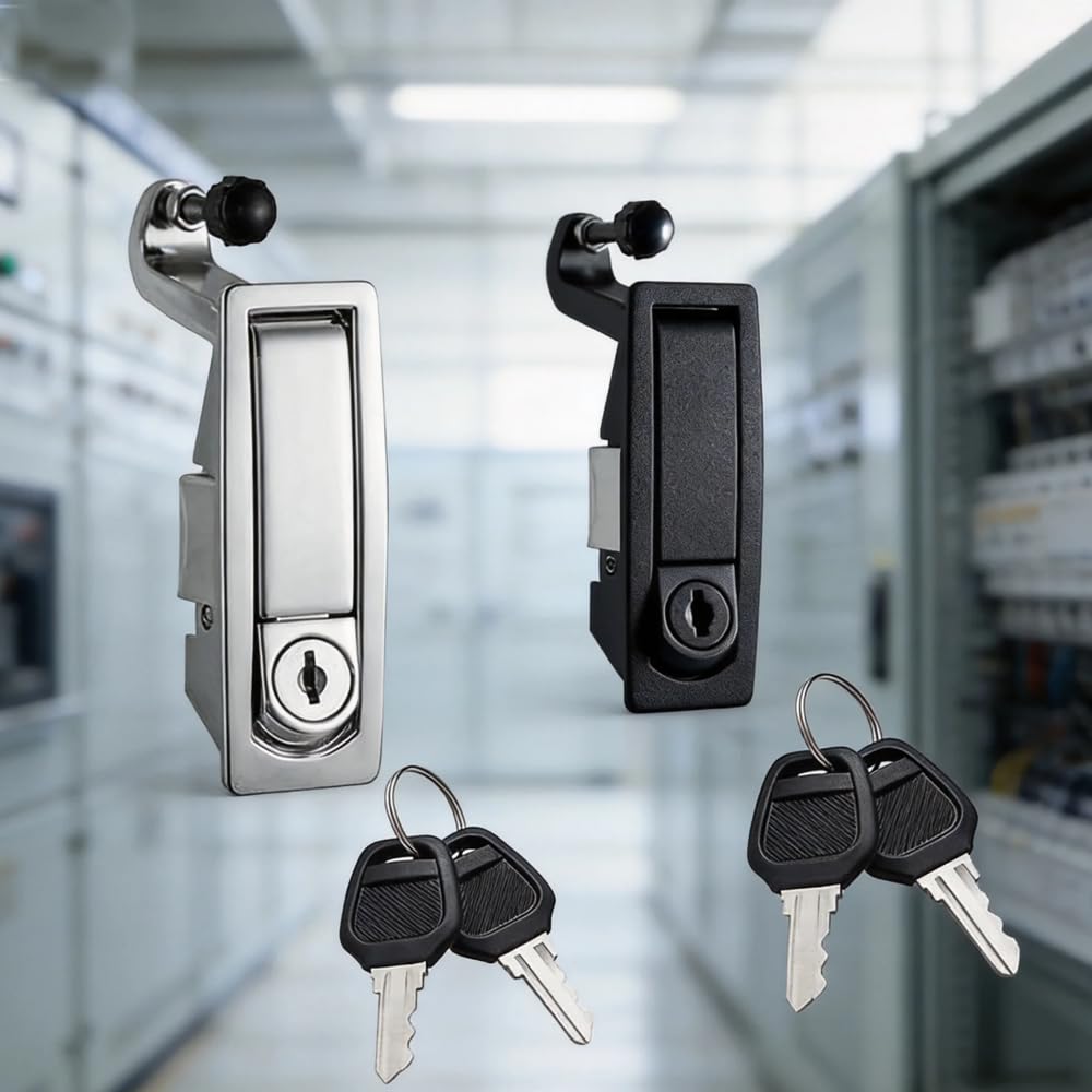 2PCS Compression Latch Lock Powder Coated Zinc Alloy Adjustable Lever Hand Operated Flush Lever Marine Applicable Door Thickness