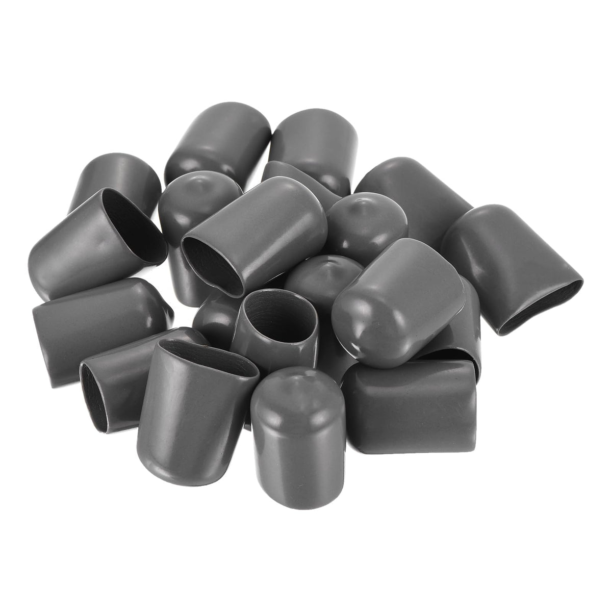 20pcs Rubber End Caps 17mm ID Vinyl PVC Round Tube Bolt Cap Cover Screw Thread Protectors Dark Grey