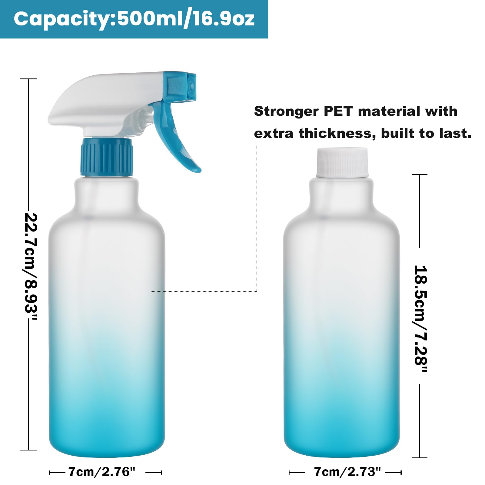 16.9oz 500ml Plastic Spray Bottles 2 Pack (2 Count)