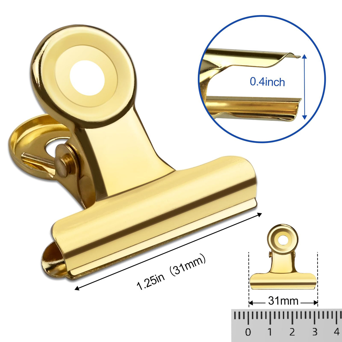 30 Pack Small Bull Clips 1.22 Inch Mini Metal Hinge Clips Binder Paper Hinge Clip for Office (30 Count)