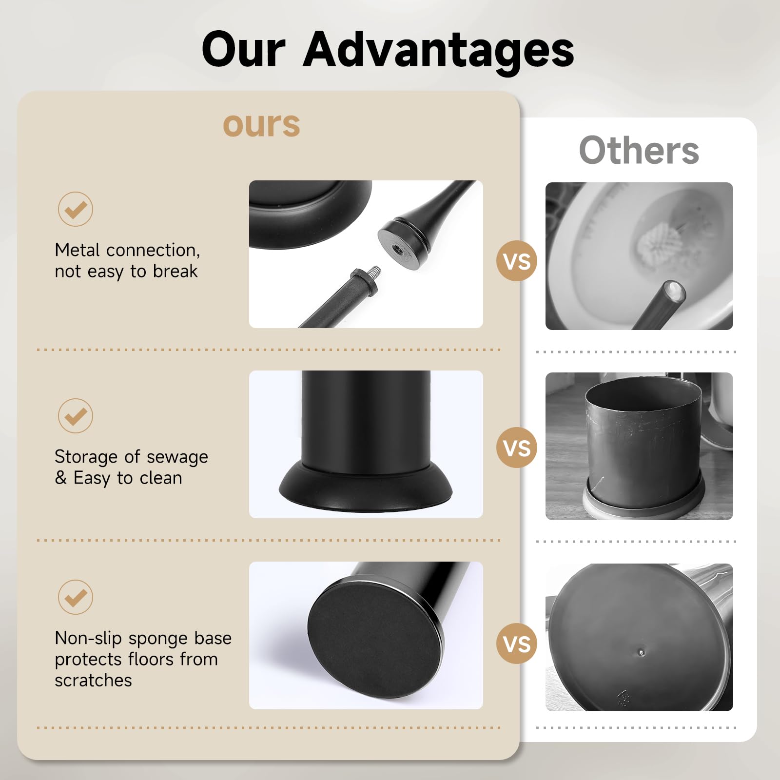 Black Toilet Brush and Holder