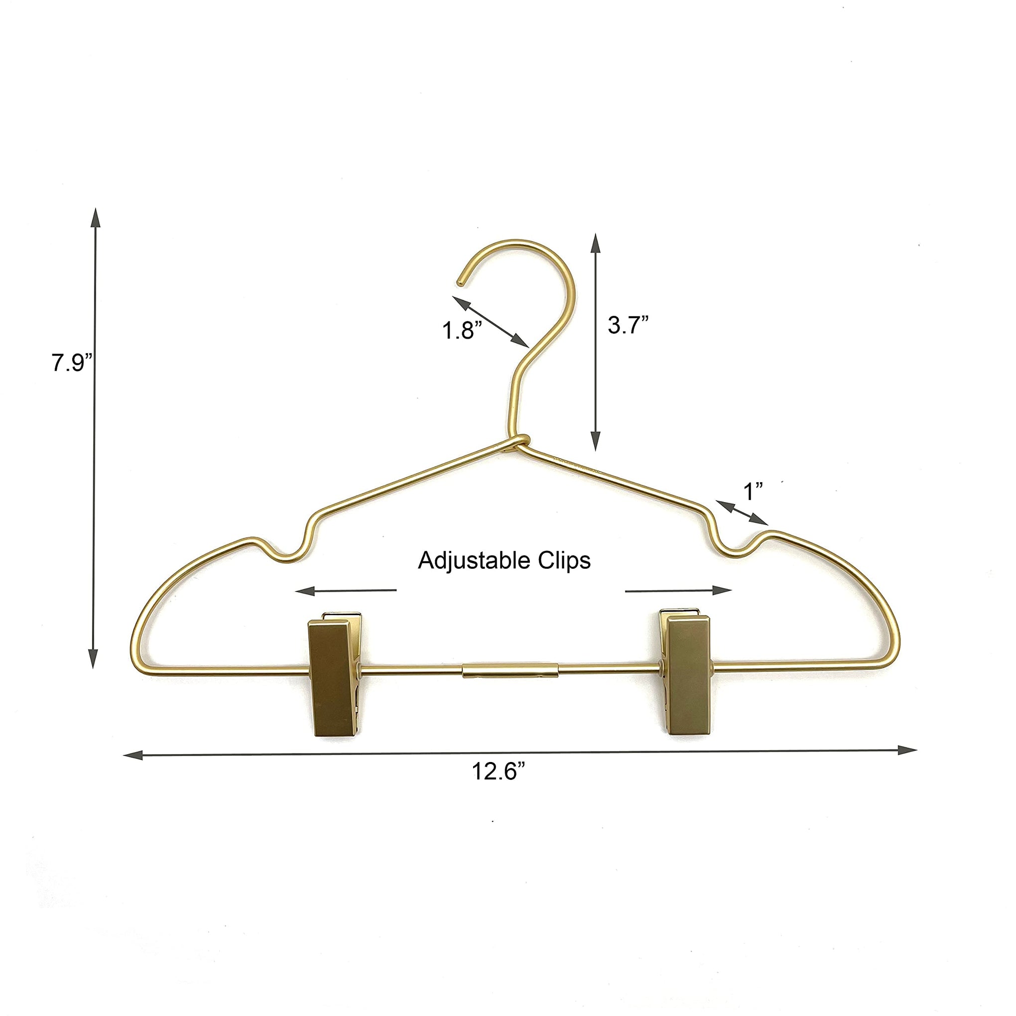 12.5" Gold Metal Baby Clothes Clips Hanger Children Kids Coat Hanger Display and Storage 10Pack (10 Count)